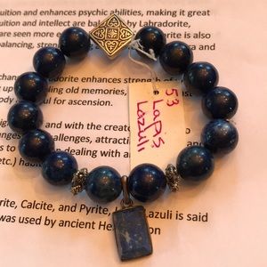 Lapis Lazuli Beaded Bracelet w/ Lapis Charm